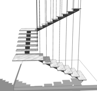 现代踏板式楼梯su模型