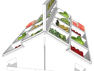现代超市蔬菜货架su模型