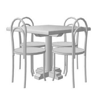 现代方形金属餐桌椅su模型