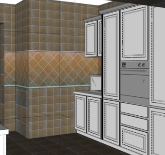 简欧多功能橱柜su模型