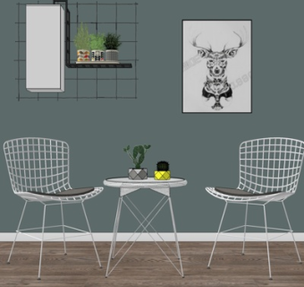 现代金属休闲桌椅su模型