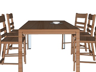现代条形餐桌椅su模型