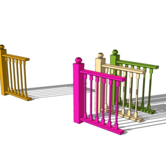现代木质护栏su模型