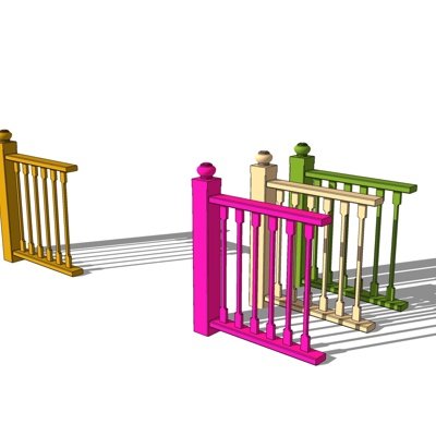 现代木质护栏su模型
