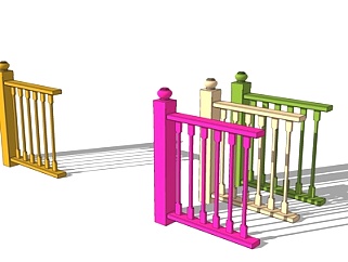 现代木质护栏su模型