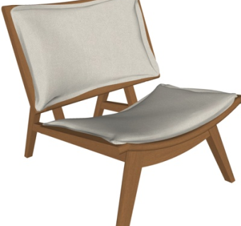 现代实木休闲椅su模型