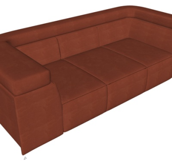 现代皮革多人沙发su模型