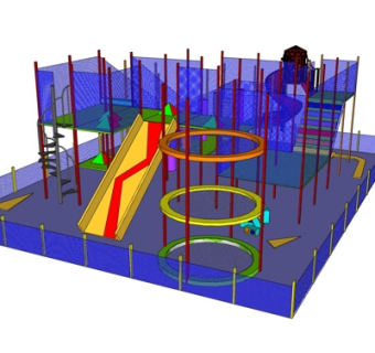 现代儿童滑梯游乐设备su模型