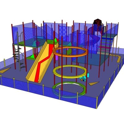 现代儿童滑梯游乐设备su模型