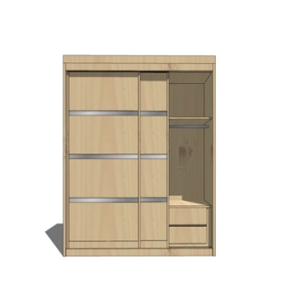 现代实木衣柜su模型