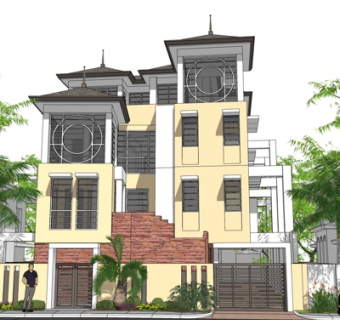 欧式独栋别墅su模型