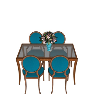 美式条形餐桌椅su模型