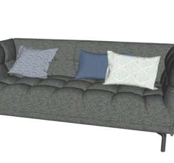 现代布艺多人沙发su模型
