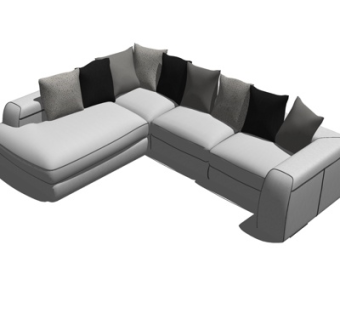 现代布艺转角沙发su模型