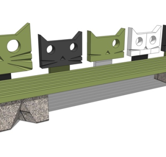 现代公用椅su模型