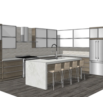 现代橱柜中岛柜su模型