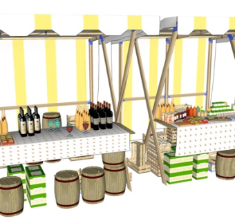 北欧实木货架su模型