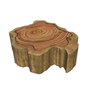 自然风木桩凳子su模型