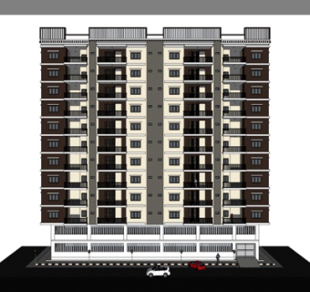 现代高层公寓楼su模型