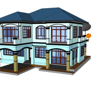 欧式独栋别墅su模型