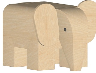 现代木质大象<em>玩具</em>su模型