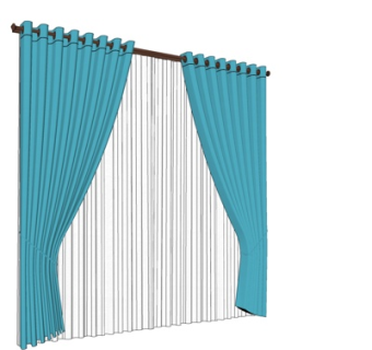 现代布艺窗帘su模型