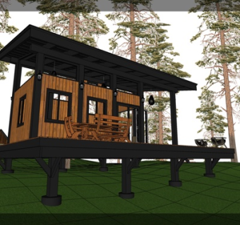 现代木屋别墅su模型