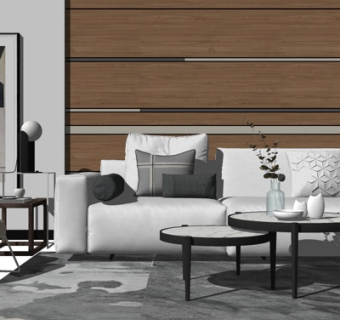 现代布艺组合沙发su模型