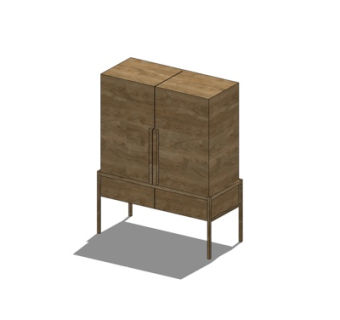 现代实木衣柜su模型