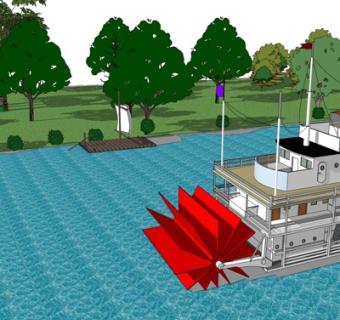 现代观光游轮su模型