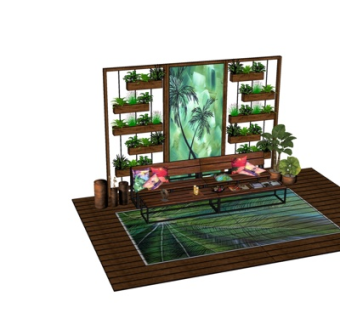 现代户外公用椅su模型