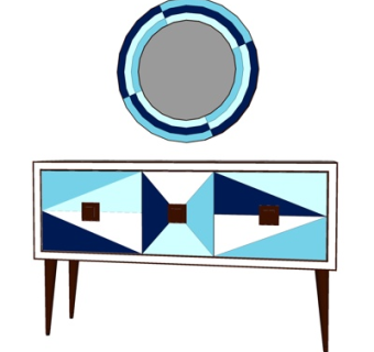 北欧实木边柜su模型