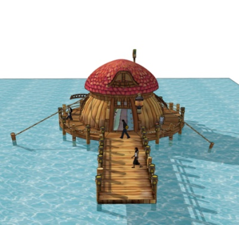 欧式湖心观景亭su模型