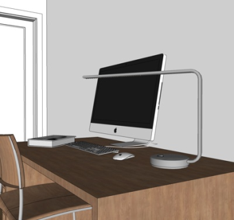 现代实木书桌su模型