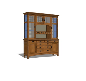 现代实木装饰柜su模型