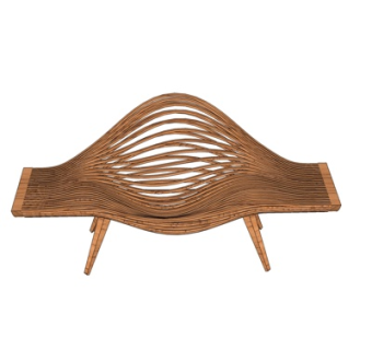 北欧原木休闲椅su模型