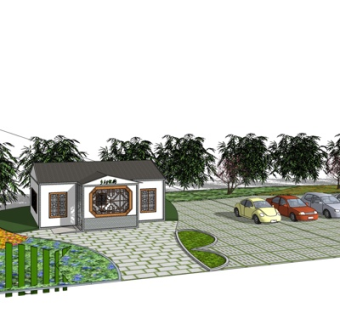 新中式公厕外观su模型