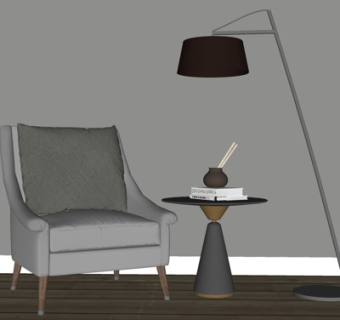 现代布艺休闲沙发su模型