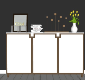 现代实木边柜su模型