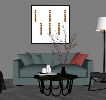 现代布艺组合沙发su模型