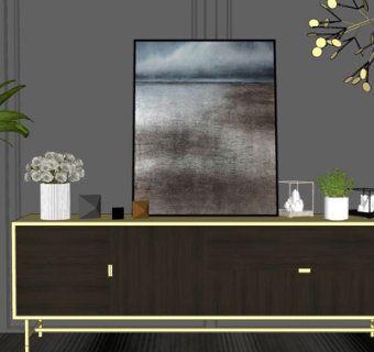 现代轻奢边柜su模型