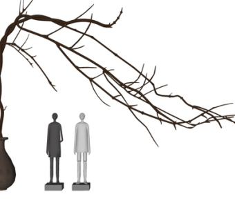 现代花瓶小人雕塑摆件su模型