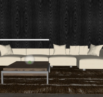 现代布艺多人沙发su模型