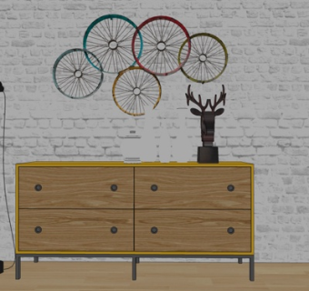 现代实木边柜su模型