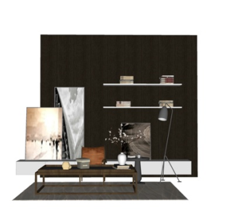 新中式实木餐桌椅su模型