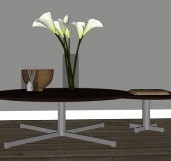 现代金属子母茶几su模型