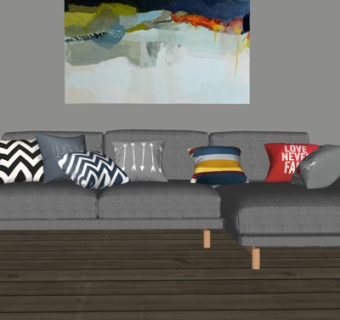 现代布艺转角沙发su模型