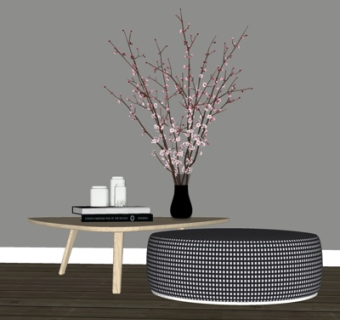 北欧实木茶几su模型