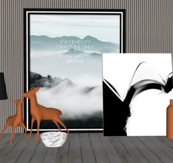 现代装饰画台灯花瓶摆件su模型