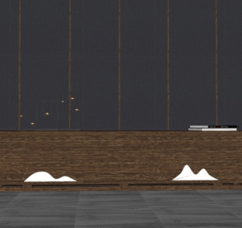 新中式实木边柜su模型